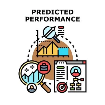 Predicted performance analyzing business data and future growth Stock Illustration