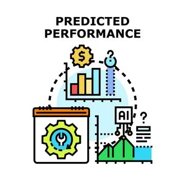 Predicted performance analyzing business data with intelligence Stock Illustration