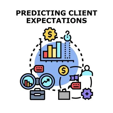 Predicting client expectations business analysis and forecasting concept Stock Illustration