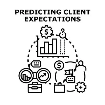 Predicting client expectations business analysis and forecasting concept Stock Illustration
