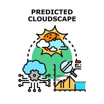 Predicting cloudscape weather forecast with data analysis technology Stock Illustration