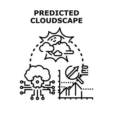 Predicting cloudscape weather forecast with data analysis technology Stock Illustration