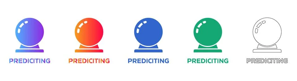 Predicting Crystal Ball Future Forecast Icons Stock Illustration