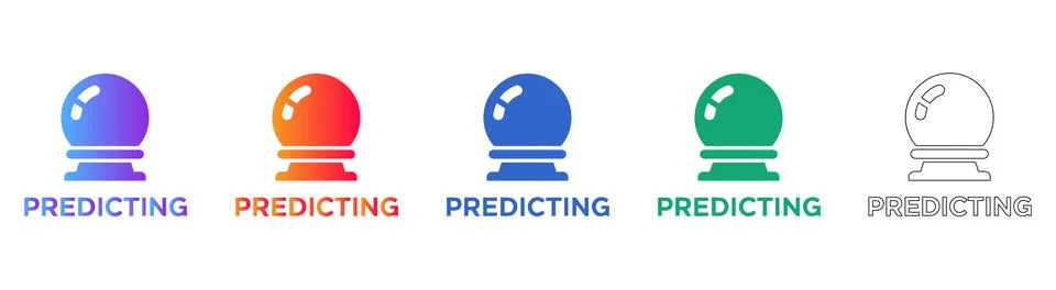 Predicting Future Crystal Ball Icon Set Stock Illustration