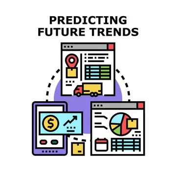 Predicting future trends in business data analysis Stock Illustration