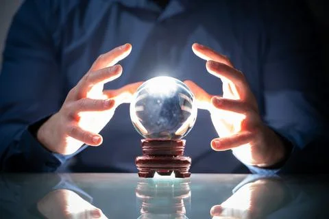 Predicting Future Using Crystal Ball. Fortune Teller 写真素材