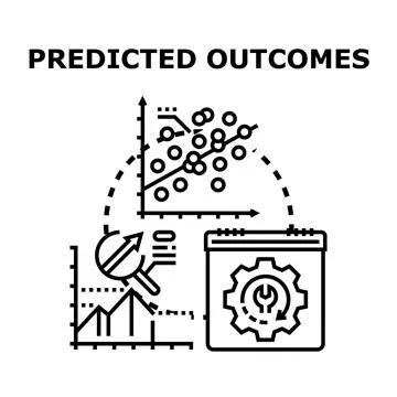 Predicting outcomes analyzing data and developing business strategy Stock Illustration