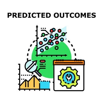 Predicting outcomes analyzing data and developing business strategy Stock Illustration