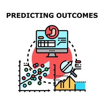 Predicting outcomes concept analyzing data for future Stock Illustration