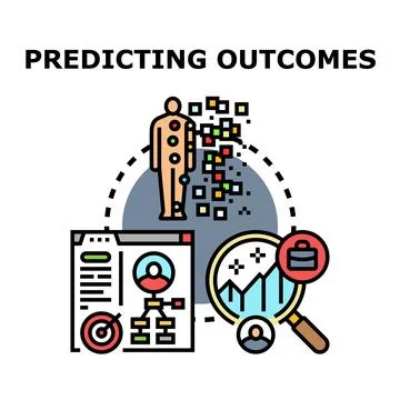 Predicting outcomes concept with data analysis and human model Stock Illustration