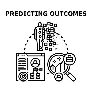 Predicting outcomes concept with data analysis and human model Stock Illustration