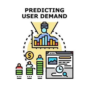 Predicting user demand concept analyzing digital data Stock Illustration