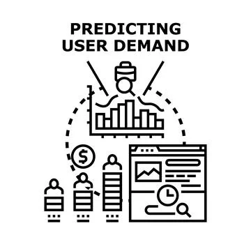 Predicting user demand concept analyzing digital data Stock Illustration