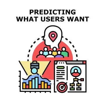Predicting user needs analyzing customer behavior data Stock Illustration