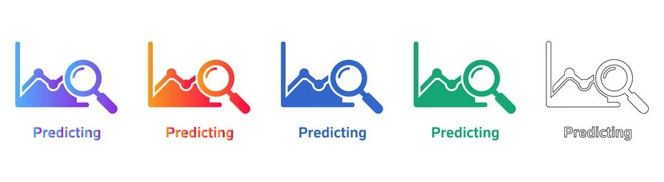 Predictive Analysis Search Icon Set Stock Illustration
