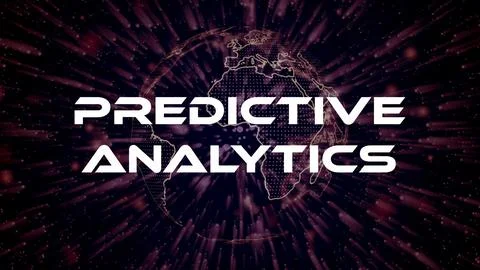 Predictive Analytic text concept on si-fi particles background. Dot particl.. Stock Illustration