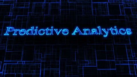 Predictive Analytic text concept on si-fi technology circuit line particles.. Stock Illustration