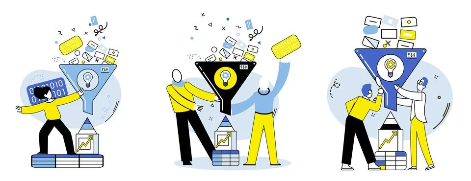 Predictive analytics. The accuracy predictive analytics depends on quality and Stock Illustration