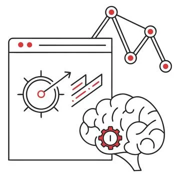 Predictive Analytics AI Icon - Minimalist Vector on White Stock Illustration