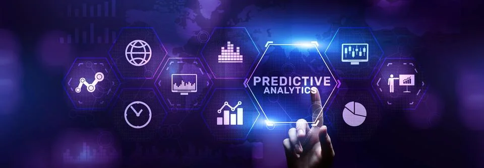 Predictive analytics business intelligence technology concept on screen. Stock Photos