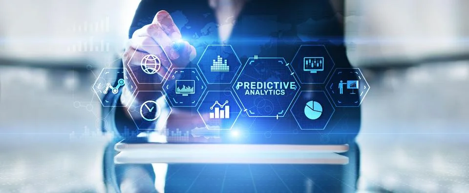 Predictive analytics business intelligence technology concept on screen. Foto stock