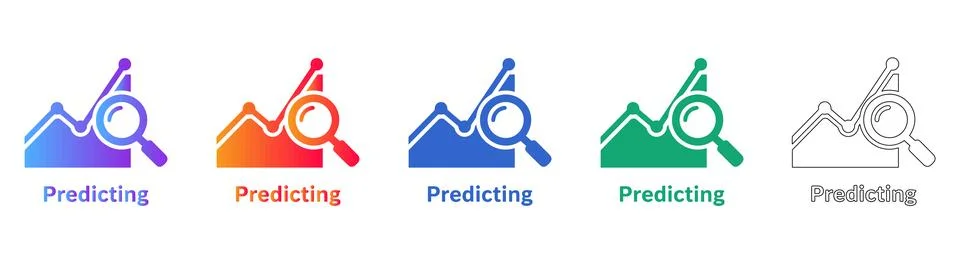 Predictive Analytics Chart Icon Set Illustrazione stock