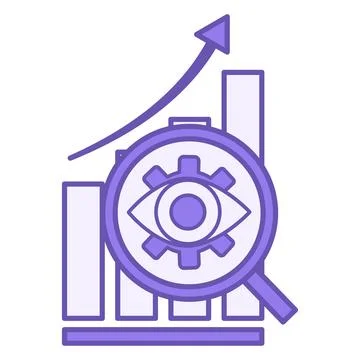 Predictive Analytics Color Icon. Vector Icon of Eye in Magnifying Glass and.. Illustrazione stock