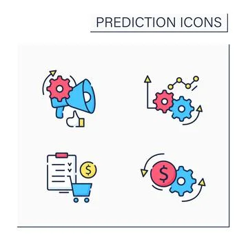 Predictive analytics color icons set イラスト素材