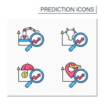 Predictive analytics color icons set Illustrazione stock