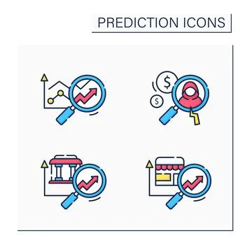 Predictive analytics color icons set イラスト素材