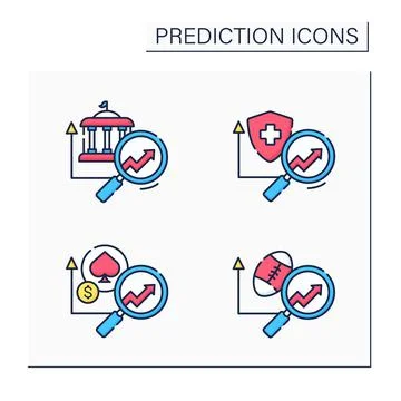 Predictive analytics color icons set イラスト素材