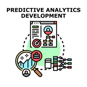 Predictive analytics developing business intelligence data modeling Stock Illustration