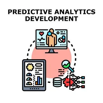 Predictive analytics developing medical and business data insights Stock Illustration