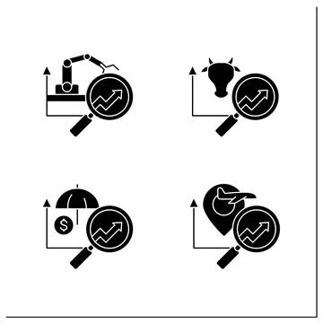 Predictive analytics glyph icons set イラスト素材