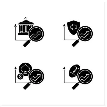 Predictive analytics glyph icons set イラスト素材