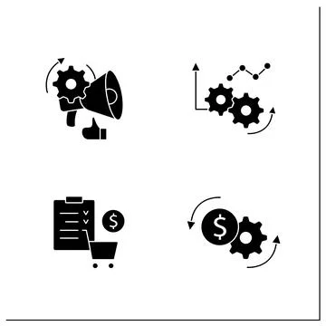 Predictive analytics glyph icons set イラスト素材
