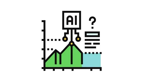 Predictive analytics graph ai integration color icon animation Stock Footage 326117267