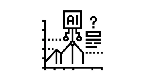 Predictive analytics graph ai integration line icon animation Video stock 326124564
