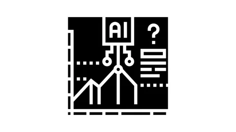 Predictive analytics graph ai integration glyph icon animation Video stock 326144020