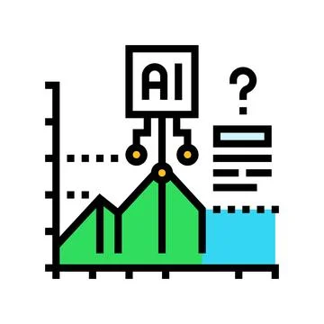 Predictive analytics graph ai integration color icon vector illustration Stockillustratie