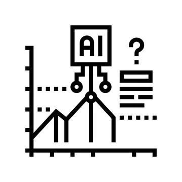Predictive analytics graph ai integration line icon vector illustration Stock Illustration