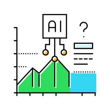 Predictive analytics graph ai integration color icon vector illustration Stockillustratie