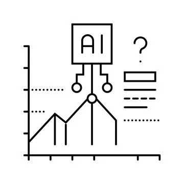 Predictive analytics graph ai integration line icon vector illustration Stockillustratie