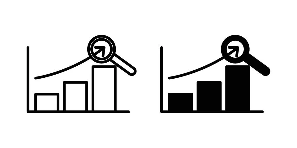 Predictive analytics icon vectors. Illustrations in black Stock Illustration