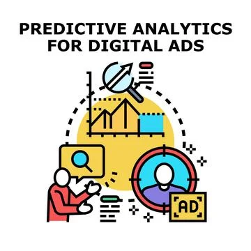 Predictive analytics implementing digital ads campaign strategy Stock Illustration