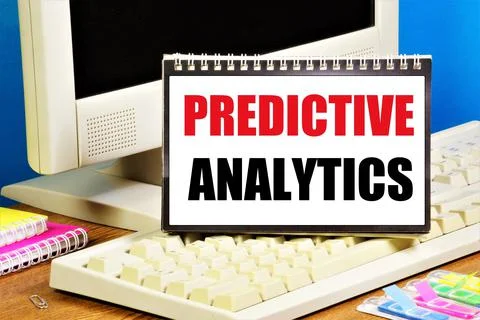 Predictive analytics. The inscription in the information plate. Stock Photos