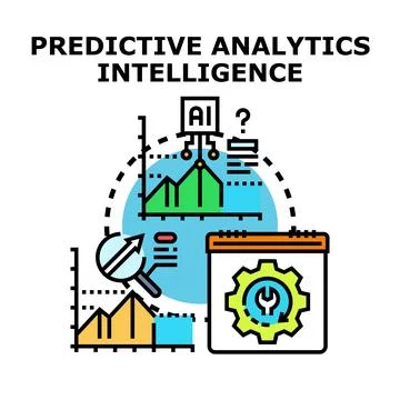Predictive analytics intelligence concept developing business strategy Stock Illustration