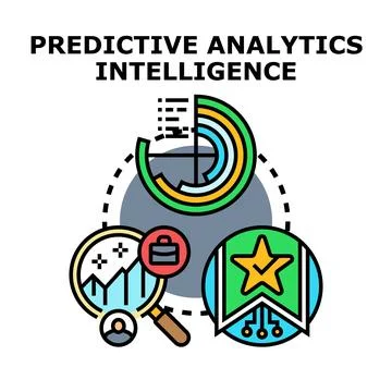 Predictive analytics intelligence researching future business data strategy Stock Illustration