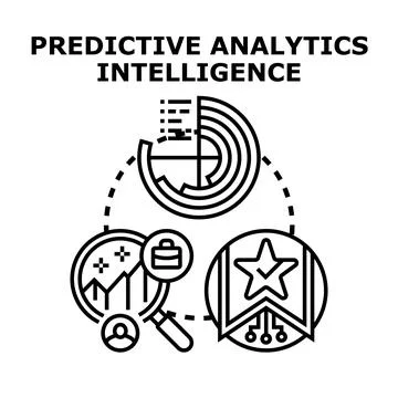 Predictive analytics intelligence researching future business data strategy Stock Illustration