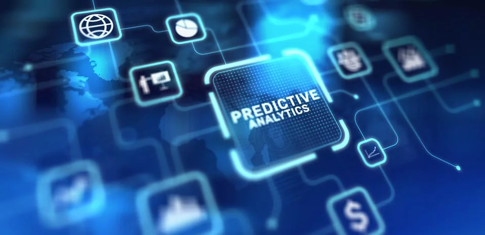Predictive Analytics Leveraging Data for Future Insights, projection on a vir Stock Illustration
